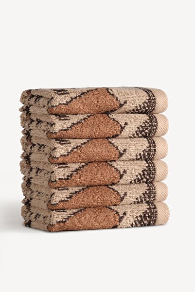 Cherx Caressa Фарбована нитка 6-пакетний набір рушників для гостей Карамель 30x30