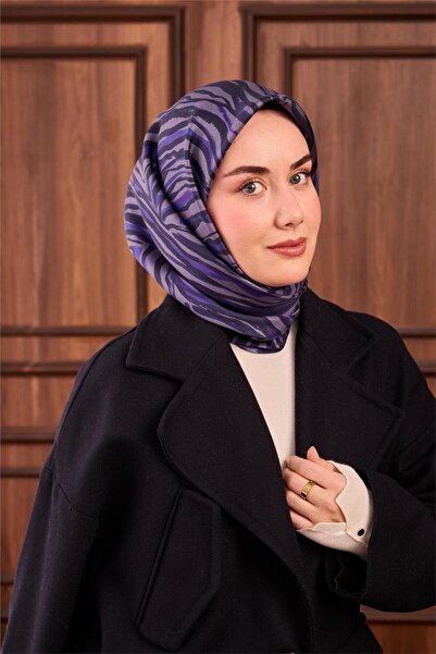 Silk Home Twill Silk Scarf Pastel Purple Geometric Pattern 90X90