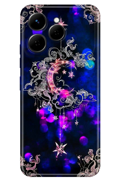 TECNO Spark 40 4g (Km5N) Case Colorful Silicone Printed Tpu Crescent Star Neo...
