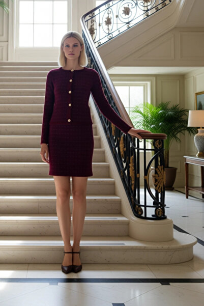 BENERLY Set de tricotaje texturate pentru femei, cu cardigan și fustă, o ținu...