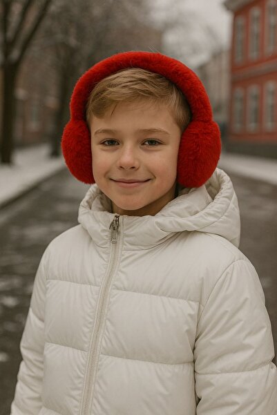 BALIENTE Căști pentru băieți din pluș cu textura moale, roșii, 8-14 ani