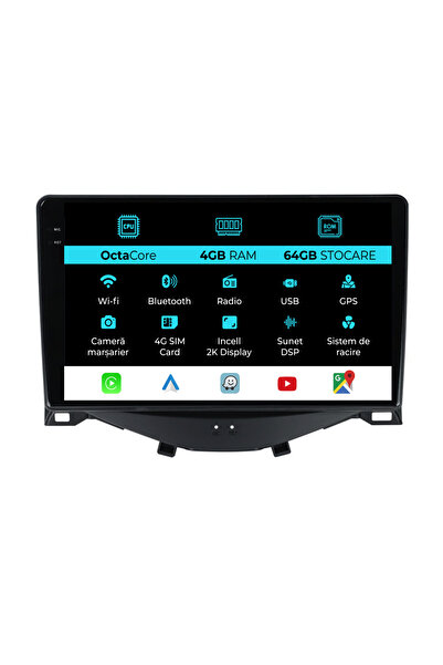 NavStore Navigation Peugeot 108/Citroen C1/Toyota Aygo (2014 - 2022), 2K, 4Gb Ram, 64Gb Storage, Carplay