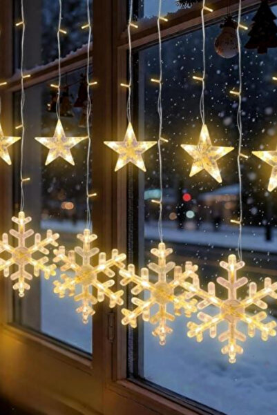 Hazar Led 3 Metre Kar Tanesi Yıldız Perde Led Gün Işığı IP64 Dış Mekan Eklenebilir Fonksiyonlu Dekoratif Led I