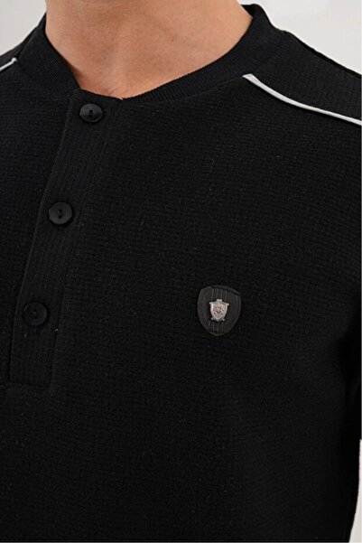 Lohusa Dünyasi Men's Crew Neck Half Buttoned Thessaloniki Fabric Winter Plus Size (Oversized) Pajama Set