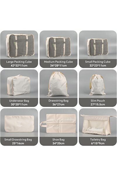 Baytion 9-Piece Travel Packing Cubes Set - Lightweight Suitcase Organizer, Beige