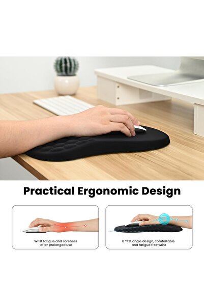 EooCoo Mouse Pad Wrist Support, Ergonomic Mouse Mat with Memory Foam (12x8 in, Black)