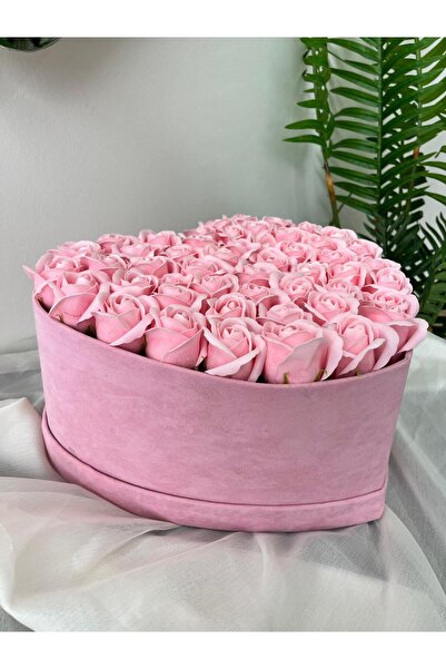 Ziva DEKOR PEMBE KADİFE KUTUDA PEMBE GÜL