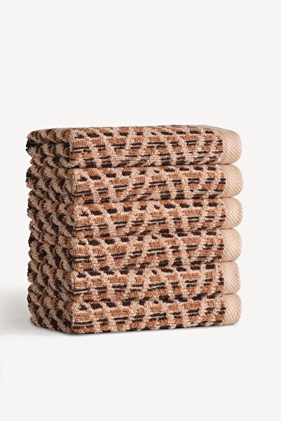 Cherx Zyon Фарбована нитка 6-пакетний набір рушників для гостей Карамель 30x30