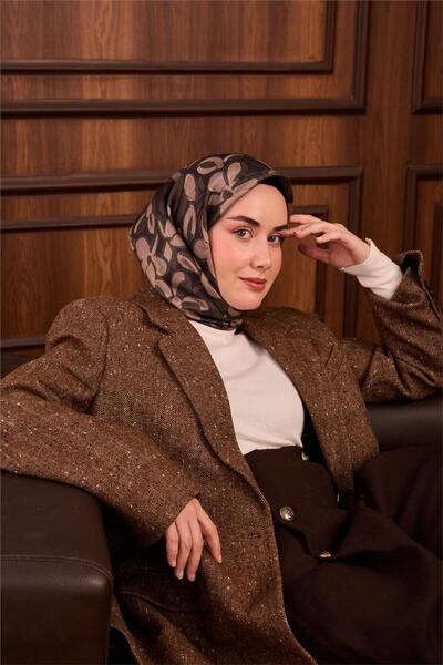 Silk Home Шовковий шарф з твілу темно-фіолетового кольору з візерунком з ромашок, щільний, розмір 90x90