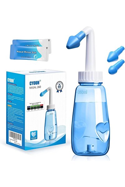 Baytion غسول الجيوب الأنفية Neti Pot 300 مل مع وضعين، خالٍ من مادة BPA، يتضمن مقياس حرارة و30 ملحًا