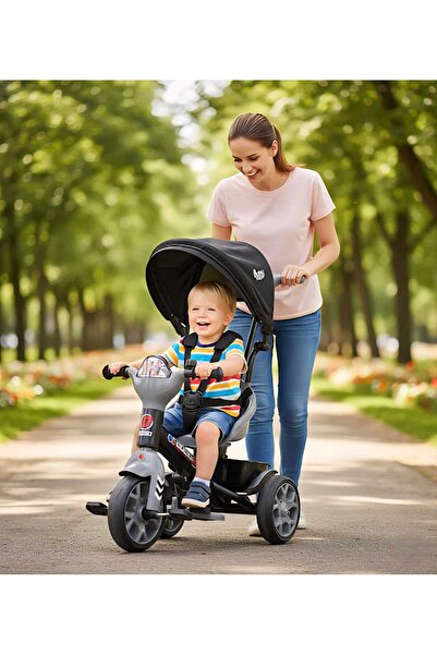 TOHA Müzikli Üç Tekerlekli Bisiklet | Ebeveyn Kontrollü-Gölgelikli ve Emniyet Kemerli Çocuk Bisikleti