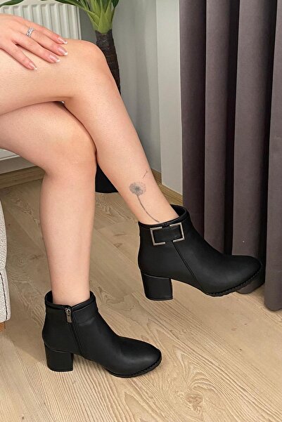 asmi shoes Cizme Trend pentru femei cu cataramă pătrată neagră (6 cm) cu toc ...