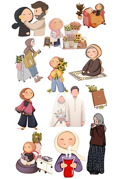 Rana İkra Art Tesettürlü Kız Temalı Sticker Seti (4 Sayfa)