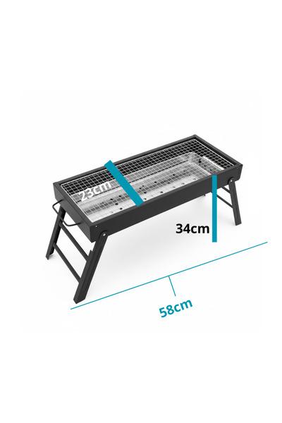 Generic Folding BBQ Grill, Stainless Steel, 58cm * 34cm * 23cm - Black