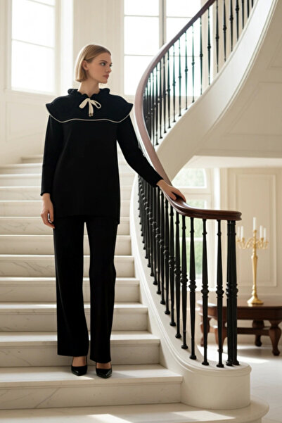 BENERLY Set de tricotaje pentru femei, cu guler înalt, cu detalii tricotate, ...