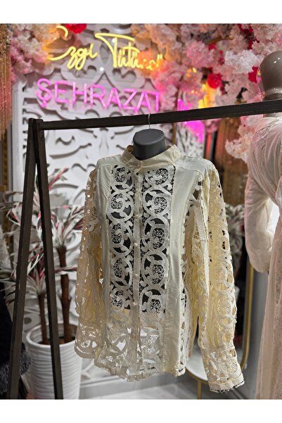 ŞEHRAZAT BUTİK Lace Buttoned Design Stylish Shirt