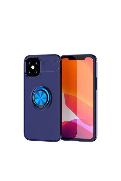 ceppark حافظة Newface لهاتف iPhone 12 Mini من السيليكون مع حلقة - أزرق