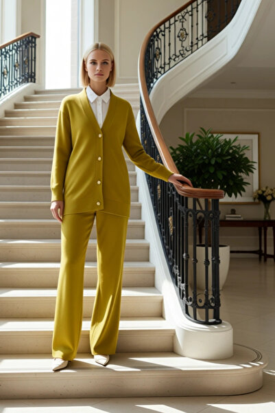 BENERLY Set de două piese pentru femei, cu mâneci scurte, decolteu în V, tric...