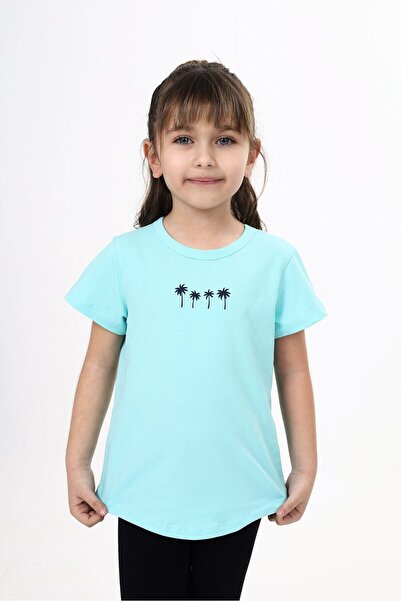 Toontoy Girl's Printed Crew Neck Short Sleeve T-Shirt