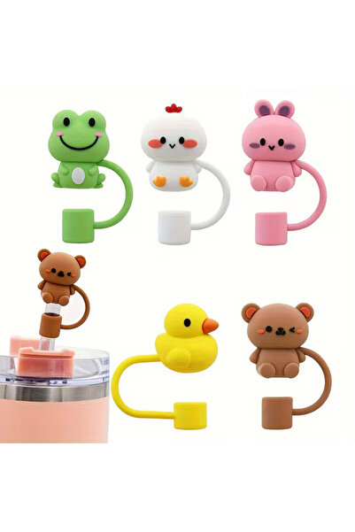 FESECRAFT Thermos Compatible Chick Accessory/Animal Figured Straw Protector/Straw Cover/Straw Stopper