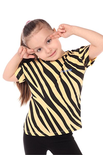 Toontoy Tricou cu mânecă scurtă pentru fete cu imprimeu guler rotund