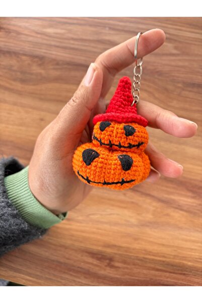marifetli tığım Amigurumi Cadılar Bayramı Balkabağı Anahtarlık – El Yapımı Ör...