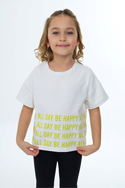 Toontoy Tricou cu mânecă scurtă pentru fete cu imprimeu guler rotund