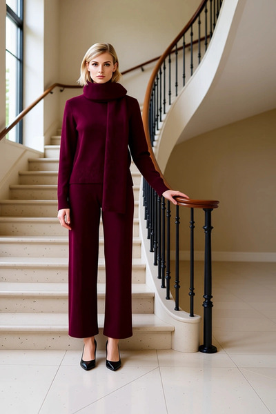 BENERLY طقم سترة وبنطلون نسائي مريح من التريكو، ملابس يومية مريحة، أسلوب موسم...