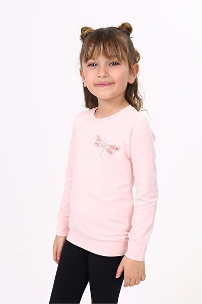 Toontoy Girl's Printed Crew Neck Long Sleeve T-Shirt