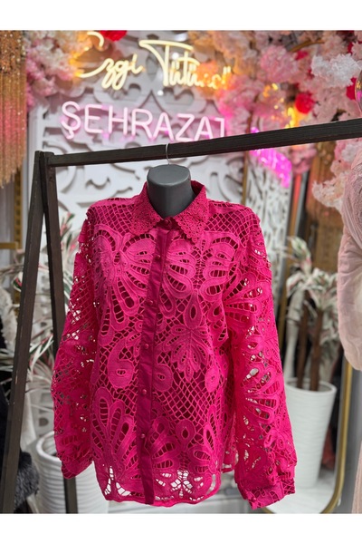 ŞEHRAZAT BUTİK Guipure Collar Design Shirt