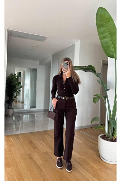 Mevsim Giyim Acı Kahve Denim Pantolon