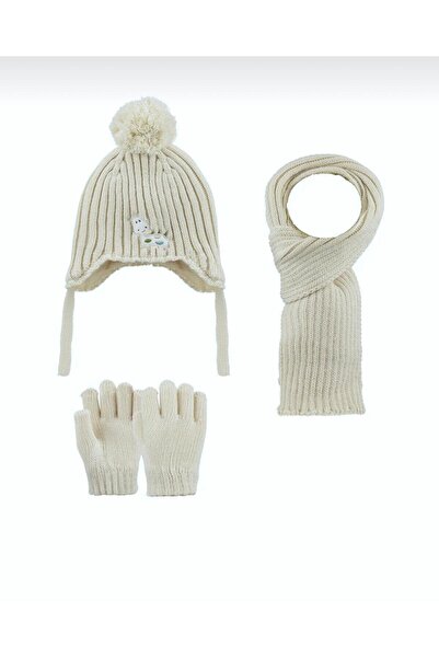 ROYAM Kitti 1-4 Years Old Boys' Scarf, Beanie, Gloves Set with Fleece Inside 3-Piece Set 25160-05