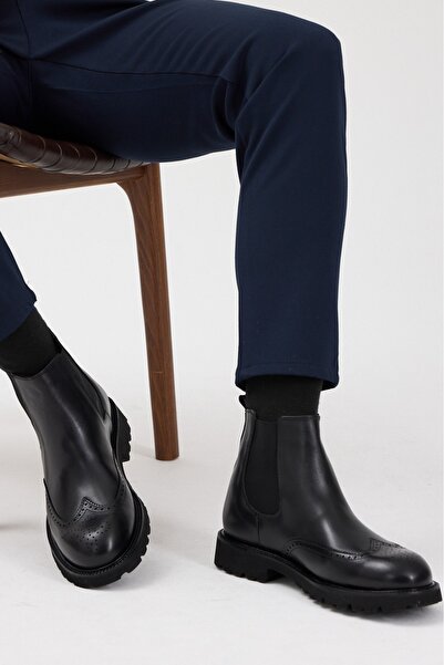 Terziayhan Μαύρες δερμάτινες μπότες χωρίς κορδόνια