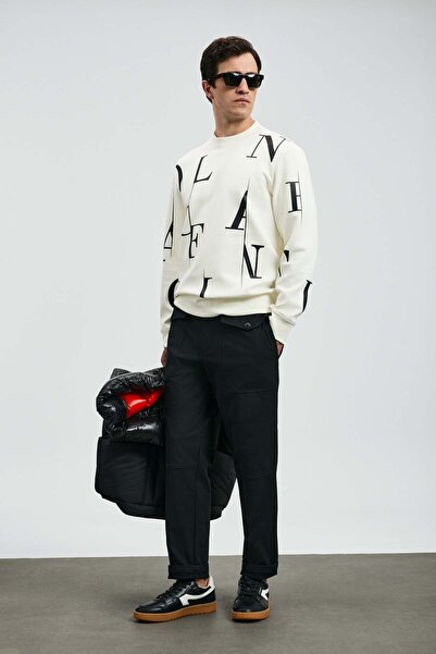 Lufian Tıffany Erkek Sweatshirt Kırık Beyaz