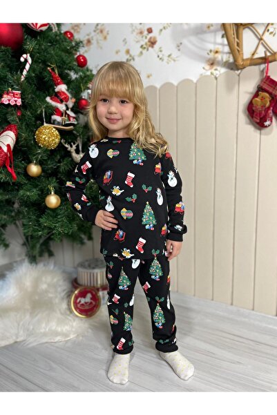 YİGİT BUTİK New Year's Themed Girls' Pajama Set