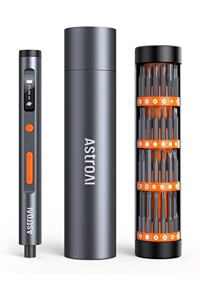 AstroAI ES60 3.7V Mini Electric Screwdriver, 63-in-1 Cordless Set with 60 Magnetic Bits