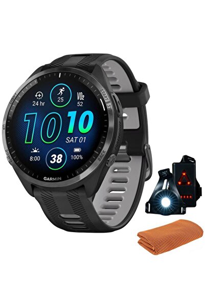 Garmin 010-02809-00 Forerunner 965 Koşu Akıllı Saati, Siyah ve Pudra Gri Pake...
