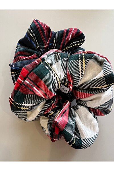 OIA Atelier 90's Plaid Retro Scrunchie Rubber Band Set of 2 Art