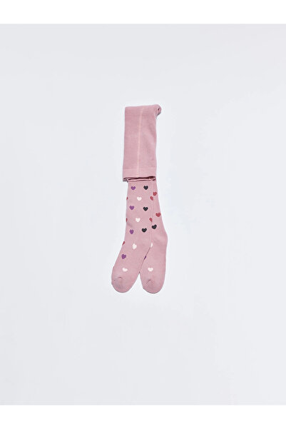 LC Waikiki LCW Kids Dungă roz cu model colanți groși din frotir pentru fetițe