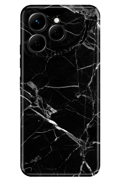 TECNO Spark 40 4G (KM5n) Kılıf Renkli Silikon Baskılı TPU Mermer Siyah