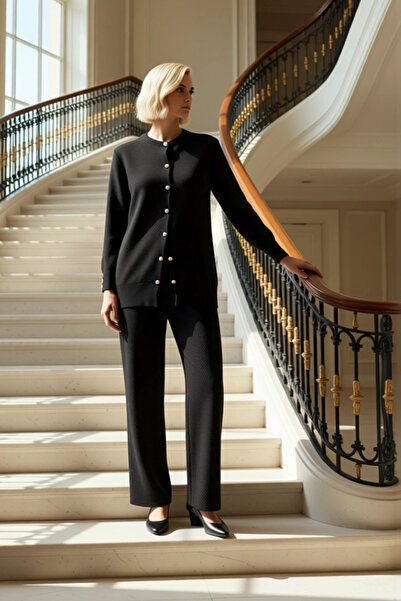 BENERLY Γυναικείο Σετ Ζακέτα και Παντελόνι με Λεπτομέρεια από Πέρλες στο Πάνω...