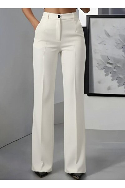 Kokosh moda Women's High Waist Imported Crepe Trousers with Pockets