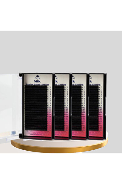 Royal Silk CC Eyelash Extensions 0.12 mm – Professional Pack 4 Boxes, Lengths 9–12 mm, 20 Rows