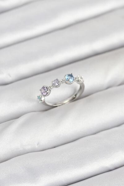 cleovibe النحاس الفضة اللون الملونة الزركون حجر المرأة الدائري