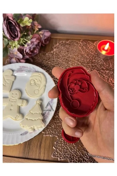 Filkorium3D Christmas Themed Cookie Mold, Set of 5 Cookie Molds - Plastic - 6 cm