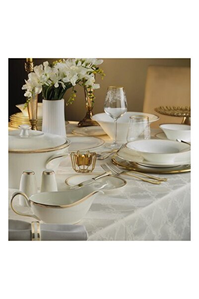 EVALIZA Coupe Paisley Altın Yemek Takımı 101 Parça