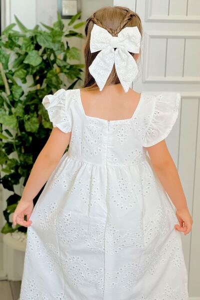 Breeze Rochie pentru fetiță cu broderie florală, cu fermoar la spate, 3-8 ani, ecru