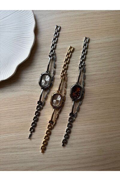 rubsey Minimal Metal Cord Vintage Women's Wristwatch Silver