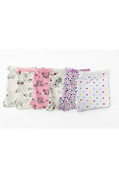 ZARİF ÇAMAŞIRLARI Ceylanoğlu Girl's Stretch Fabric Embroidered Boxers Pack of 6
