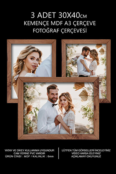 Me you 3 Adet 30x40 Çerçeve - Mdf Çerçeve - Fotoğraf Çerçevesi - A3 Poster Çe...